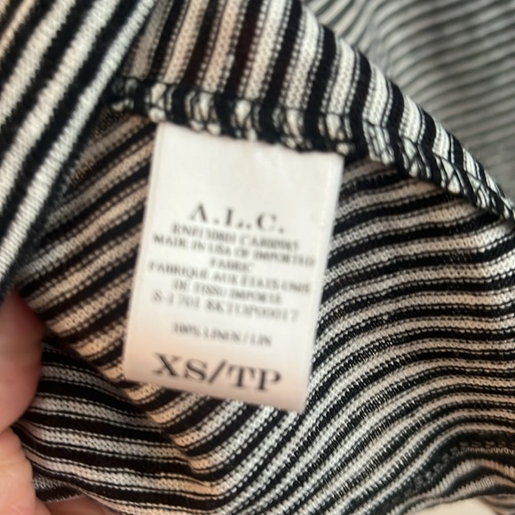 A.L.C. Striped Tesi Split-Back Linen Tee Size - XS - Picture 6 of 8